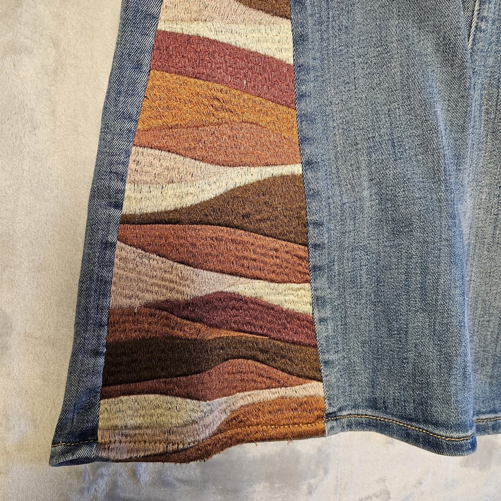 Driftwood by Free People Blue Farrah Sunset Flare Bojo Western Denim Jeans Sz 29 - Picture 12 of 12